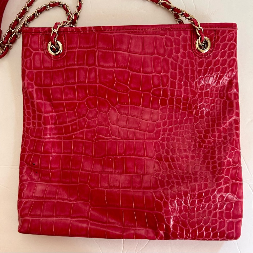 DKNY Soft Croco Leather Bright Pink convertible bag - Picture 2 of 12